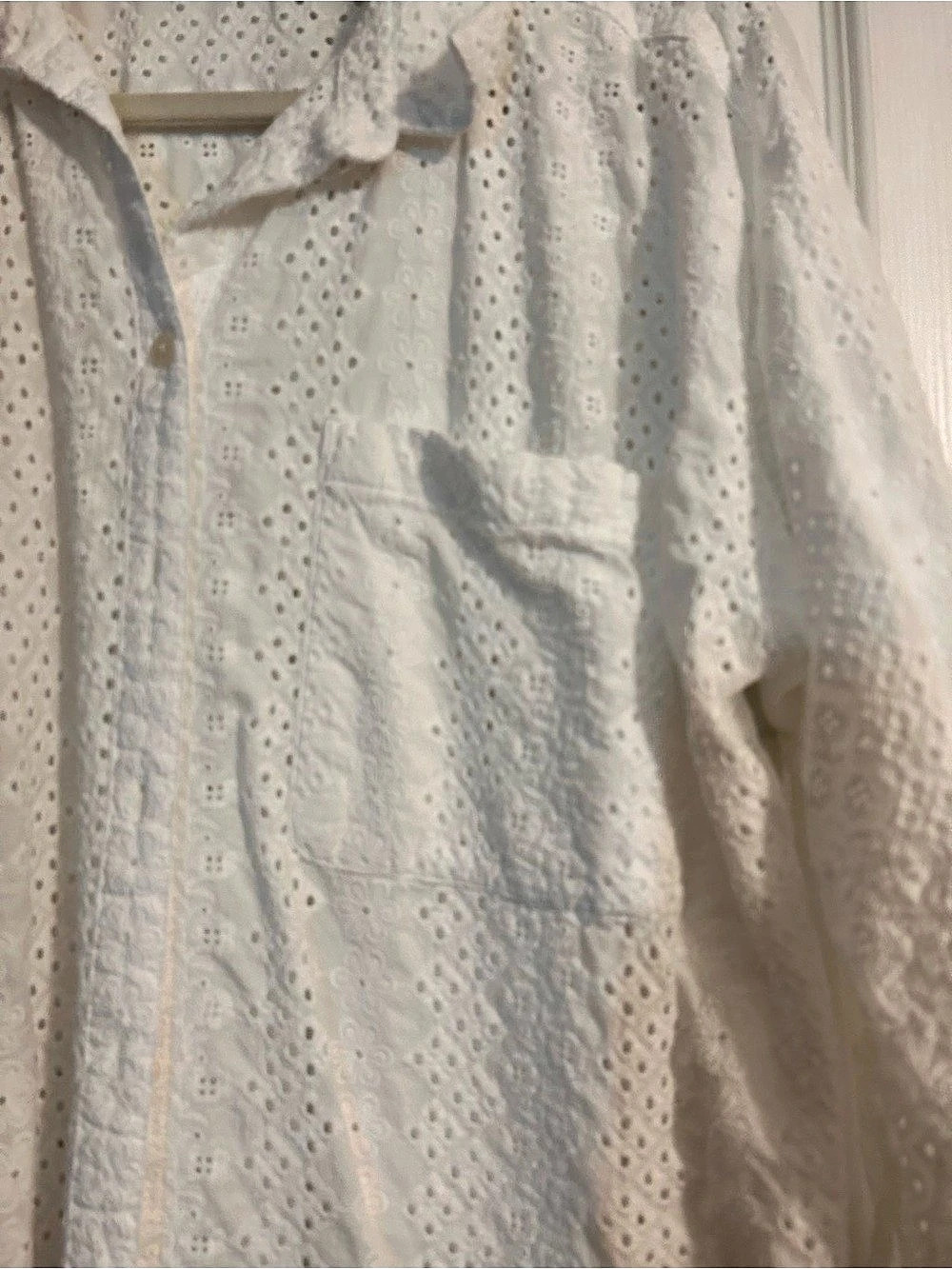 LOFT Eyelet Everyday Oversized Shirt White Size Large - Picture 3 of 5